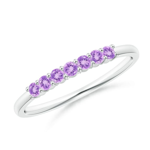 ANGARA Natural Half Eternity Seven Stone Amethyst Wedding Ring in 14K White Gold for Women (Size-2mm) | February Birthstone, Birthday, Anniversary, Jewelry Gift for Women | Natural Amethyst Ring