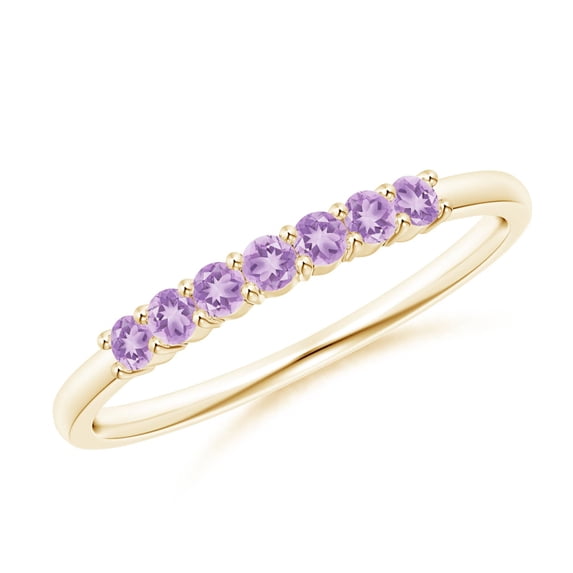 ANGARA Natural Half Eternity Seven Stone Amethyst Wedding Ring in 14K Yellow Gold for Women (Size-2mm) | February Birthstone, Birthday, Anniversary, Jewelry Gift for Women | Natural Amethyst Ring