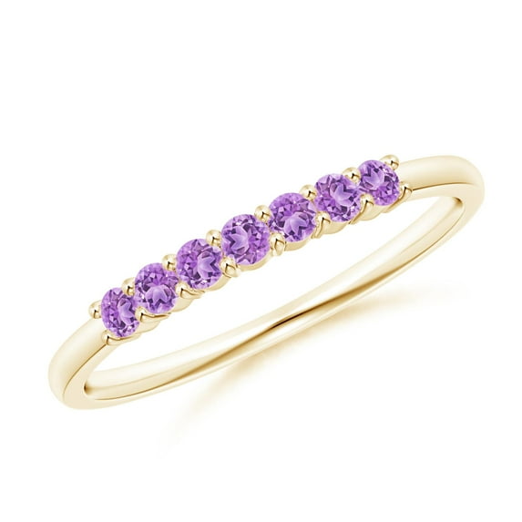 ANGARA Natural Half Eternity Seven Stone Amethyst Wedding Ring in 14K Yellow Gold for Women (Size-2mm) | February Birthstone, Birthday, Anniversary, Jewelry Gift for Women | Natural Amethyst Ring