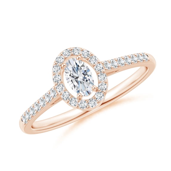 ANGARA Natural Oval Diamond Halo Engagement Ring in 14K Rose Gold for Women (Size-5x3mm| Color-G| Clarity-VS2) | April Birthstone, Anniversary, Jewelry Gift for Women | Natural Diamond Ring
