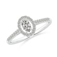 thumbnail image 1 of ANGARA Natural Oval Diamond Halo Engagement Ring in 14K White Gold for Women (Size-5x3mm| Color-K| Clarity-I3) | April Birthstone, Anniversary, Jewelry Gift for Women | Natural Diamond Ring, 1 of 9