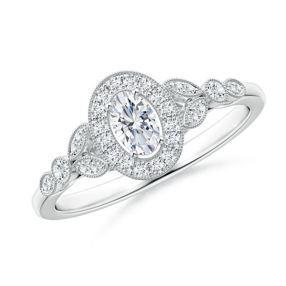 ANGARA Natural Vintage Inspired Diamond Engagement Ring in 14K White Gold for Women (Size-5x3mm| Color-G| Clarity-VS2) | April Birthstone, Anniversary, Jewelry Gift for Women | Natural Diamond Ring