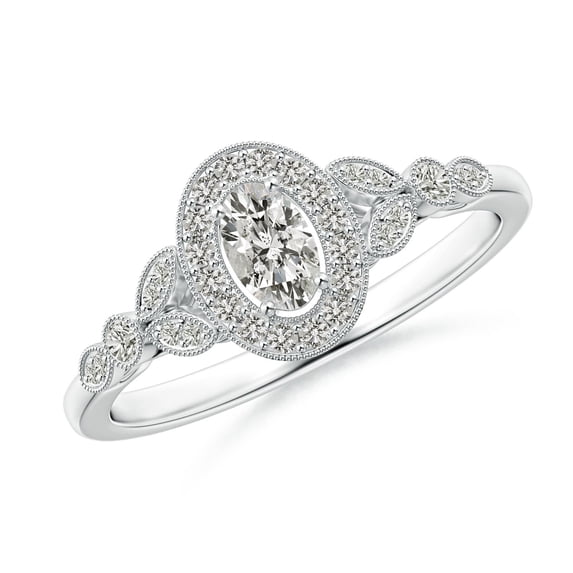 ANGARA Natural Vintage Inspired Diamond Engagement Ring in 14K White Gold for Women (Size-5x3mm| Color-K| Clarity-I3) | April Birthstone, Anniversary, Jewelry Gift for Women | Natural Diamond Ring
