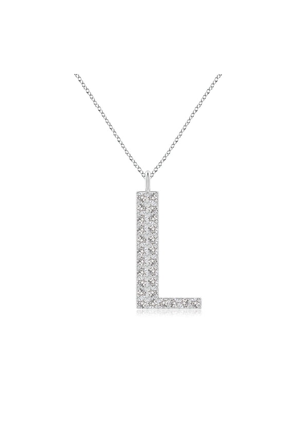 Natural 0.21 Ct. Diamond Initials Pendant Necklace in 14K White Gold for Women with 18 Inch Chain