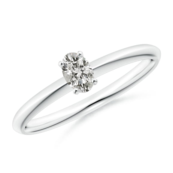 ANGARA Natural Oval Diamond Solitaire Engagement Ring in 14K White Gold for Women (Size-5x3mm| Color-K| Clarity-I3) | April Birthstone, Anniversary, Jewelry Gift for Women | Natural Diamond Ring