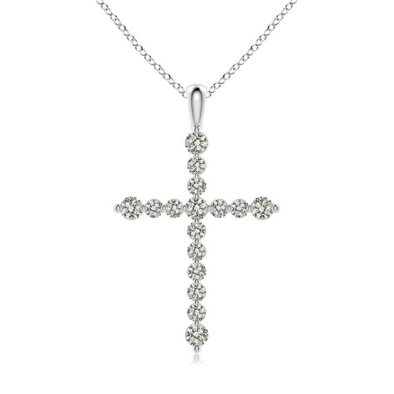 ANGARA Natural Floating Diamond Dotted Cross Pendant in 14K White Gold for Women (Size-2.2mm| Color-K| Clarity-I3) | April Birthstone, Anniversary, Jewelry Gift for Women | Natural Diamond Necklace