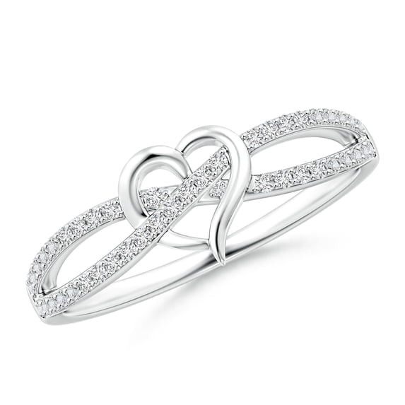 Angara Rings - Natural Round Diamond Heart Promise Ring in 14K White Gold for Women (Size-1mm | Color-H | Clarity-SI2) | April Birthstone Jewelry, Birthday, Anniversary, Jewelry Gift for Women