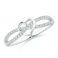 thumbnail image 1 of Angara Rings - Natural Round Diamond Heart Promise Ring in 14K White Gold for Women (Size-1mm | Color-G | Clarity-VS2) | April Birthstone Jewelry, Birthday, Anniversary, Jewelry Gift for Women, 1 of 12