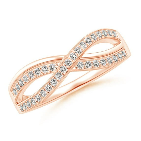 ANGARA Natural Pave Set Diamond Infinity Ring in 14K Rose Gold for Women (Size-1.1mm| Color-I-J| Clarity-I1-I2) | April Birthstone, Anniversary, Jewelry Gift for Women | Natural Diamond Ring