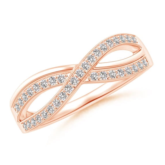 ANGARA Natural Pave Set Diamond Infinity Ring in 14K Rose Gold for Women (Size-1.1mm| Color-I-J| Clarity-I1-I2) | April Birthstone, Anniversary, Jewelry Gift for Women | Natural Diamond Ring