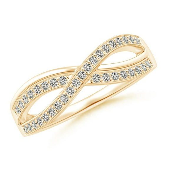ANGARA Natural Pave Set Diamond Infinity Ring in 14K Yellow Gold for Women (Size-1.1mm | Color-K | Clarity-I3) | April Birthstone, Birthday, Anniversary, Jewelry Gift for Women | Natural Diamond Ring
