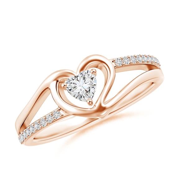 ANGARA Natural 0.22 Ct. Diamond Promise Promise Ring in 14K Rose Gold for Women (Ring Size: 7.5)