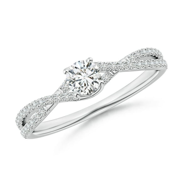 ANGARA Natural Twist Shank Diamond Engagement Ring in 14K White Gold for Women (Size-4mm| Color-H| Clarity-SI2) | April Birthstone, Anniversary, Jewelry Gift for Women | Natural Diamond Ring
