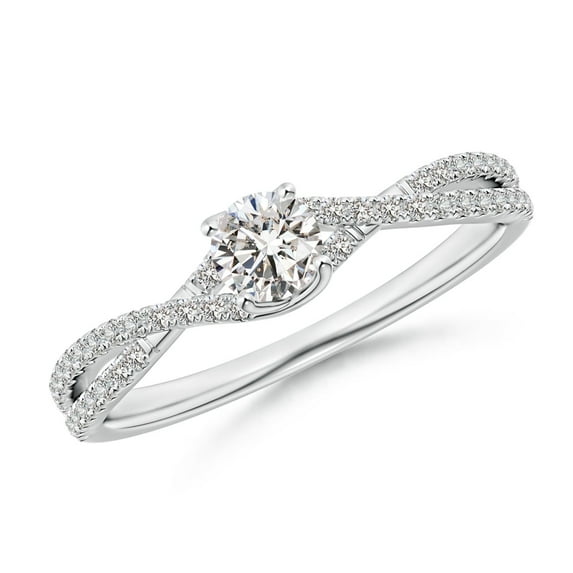 ANGARA Natural Twist Shank Diamond Engagement Ring in 14K White Gold for Women (Size-4mm| Color-I-J| Clarity-I1-I2) | April Birthstone, Anniversary, Jewelry Gift for Women | Natural Diamond Ring