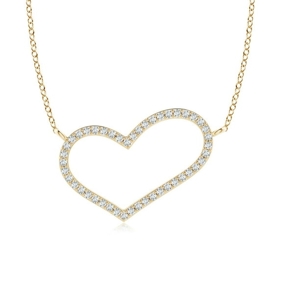 ANGARA Natural Diamond Asymmetrical Heart Pendant in 14K Yellow Gold for Women (Size-1mm| Color-G| Clarity-VS2) | April Birthstone, Anniversary, Jewelry Gift for Women | Natural Diamond Necklace