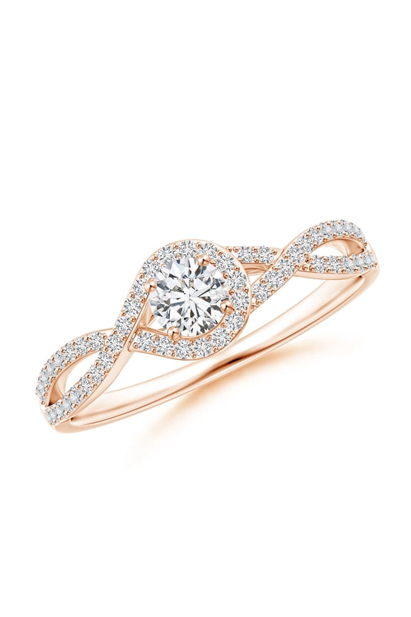 Natural 0.23 Ct. Diamond Infinity Ring in 14K Rose Gold for Women (Ring Size: 11)