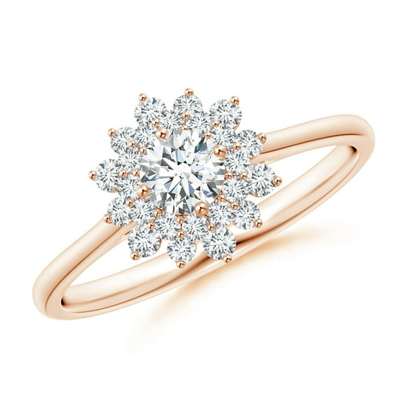 ANGARA Natural 0.23 Ct. Diamond Side Stone Ring in 14K Rose Gold for Women (Ring Size: 3.5)
