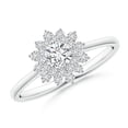 thumbnail image 1 of ANGARA Natural Classic Double Floral Halo Diamond Ring in 14K White Gold for Women (Size-4mm| Color-H| Clarity-SI2) | April Birthstone, Anniversary, Jewelry Gift for Women | Natural Diamond Ring, 1 of 9