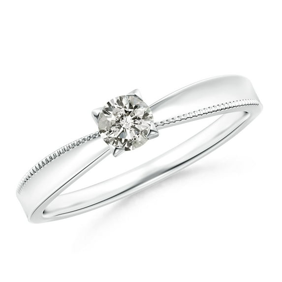 ANGARA Natural Reverse Tapered Diamond Solitaire Ring in 14K White Gold for Women (Size-4mm| Color-K| Clarity-I3) | April Birthstone, Anniversary, Jewelry Gift for Women | Natural Diamond Ring