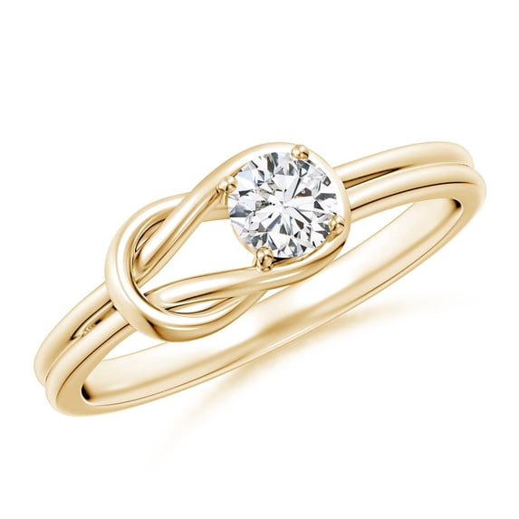 ANGARA Natural Solitaire Diamond Infinity Knot Ring in 14K Yellow Gold for Women (Size-4mm| Color-H| Clarity-SI2) | April Birthstone, Anniversary, Jewelry Gift for Women | Natural Diamond Ring