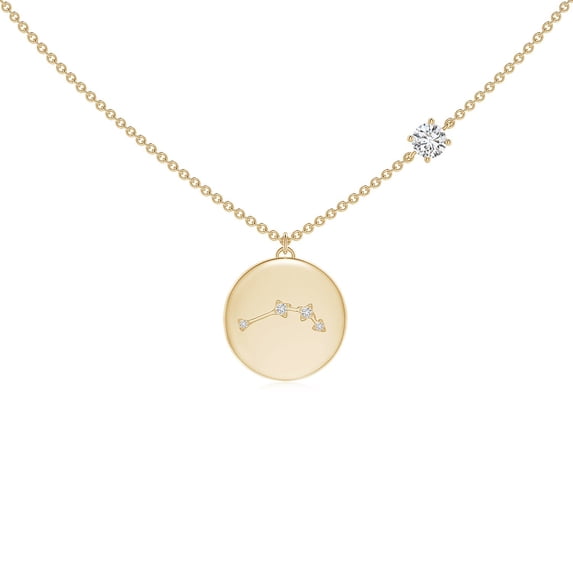 ANGARA Natural Diamond Aries Constellation Medallion Pendant in 14K Yellow Gold for Women (Size-4mm| Color-H| Clarity-SI2) | Anniversary, Jewelry Gift for Women | Natural Diamond Necklace