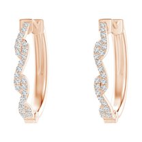 ANGARA Natural Prong-Set Diamond Twisted Hoop Earrings in 14K Rose Gold for Women (Size-1mm| Color-G| Clarity-VS2) | April Birthstone, Anniversary, Jewelry Gift for Women | Natural Diamond Earrings