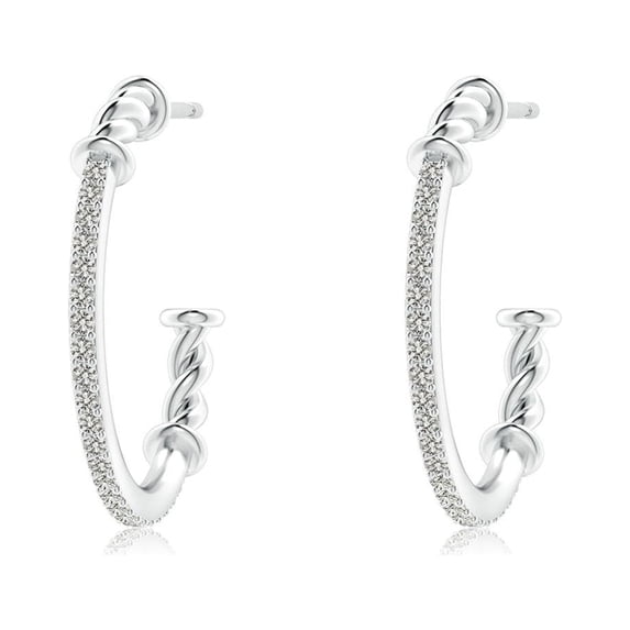 ANGARA Natural Diamond Twisted Wire Hoop Earrings in 925 Sterling Silver for Women (Size-1mm| Color-K| Clarity-I3) | April Birthstone, Anniversary, Jewelry Gift for Women | Natural Diamond Earrings