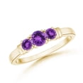 thumbnail image 1 of ANGARA Vintage Style Three Stone Natural Amethyst Wedding Band in Yellow Gold for Women | February Birthstone, Anniversary, Jewelry Gift for Women | Natural Amethyst Engagement Ring (Ring Size - 10.5), 1 of 7