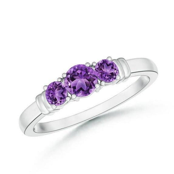 ANGARA Natural Vintage Style Three Stone Amethyst Wedding Band in 925 Sterling Silver for Women (Size-4mm) | February Birthstone, Birthday, Anniversary, Jewelry Gift for Women | Natural Amethyst Ring