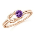 thumbnail image 1 of ANGARA Natural Solitaire Amethyst Infinity Knot Ring in 14K Rose Gold for Women (Size-4mm) | February Birthstone, Birthday, Anniversary, Jewelry Gift for Women | Natural Amethyst Ring, 1 of 10