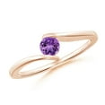 thumbnail image 1 of ANGARA Natural Bar-Set Solitaire Round Amethyst Bypass Ring in 14K Rose Gold for Women (Size-4mm) | February Birthstone, Birthday, Anniversary, Jewelry Gift for Women | Natural Amethyst Ring, 1 of 9