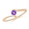 thumbnail image 1 of ANGARA Natural Bar-Set Solitaire Round Amethyst Bypass Ring in 14K Rose Gold for Women (Size-4mm) | February Birthstone, Birthday, Anniversary, Jewelry Gift for Women | Natural Amethyst Ring, 1 of 9