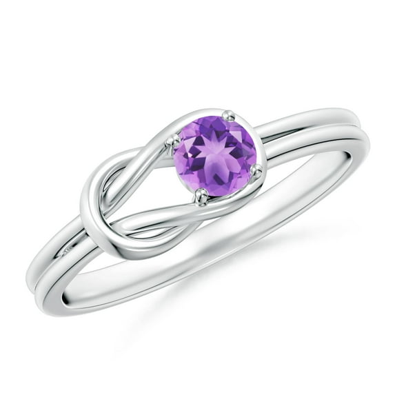 ANGARA Natural Solitaire Amethyst Infinity Knot Ring in 14K White Gold for Women (Size-4mm) | February Birthstone, Birthday, Anniversary, Jewelry Gift for Women | Natural Amethyst Ring