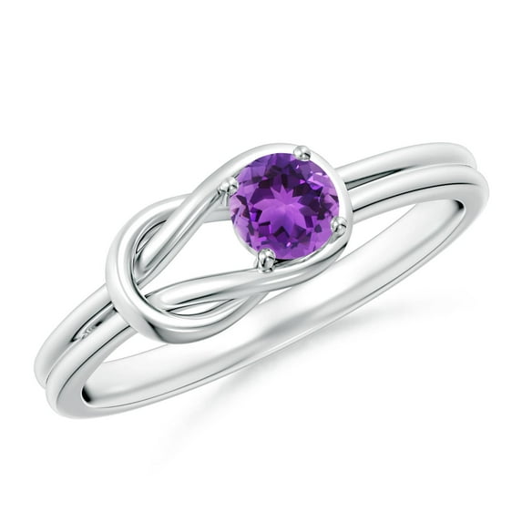 ANGARA Natural Solitaire Amethyst Infinity Knot Ring in 14K White Gold for Women (Size-4mm) | February Birthstone, Birthday, Anniversary, Jewelry Gift for Women | Natural Amethyst Ring