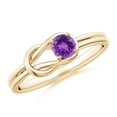 thumbnail image 1 of ANGARA Natural Solitaire Amethyst Infinity Knot Ring in 14K Yellow Gold for Women (Size-4mm) | February Birthstone, Birthday, Anniversary, Jewelry Gift for Women | Natural Amethyst Ring, 1 of 9