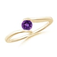 thumbnail image 1 of ANGARA Natural Bar-Set Solitaire Round Amethyst Bypass Ring in 14K Yellow Gold for Women (Size-4mm) | February Birthstone, Birthday, Anniversary, Jewelry Gift for Women | Natural Amethyst Ring, 1 of 9