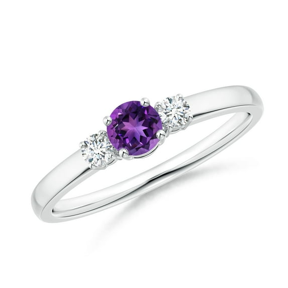 ANGARA Natural 0.25 Ct. Amethyst with Diamond Classic Engagement Ring in Sterling Silver for Women (Ring Size: 3.5)