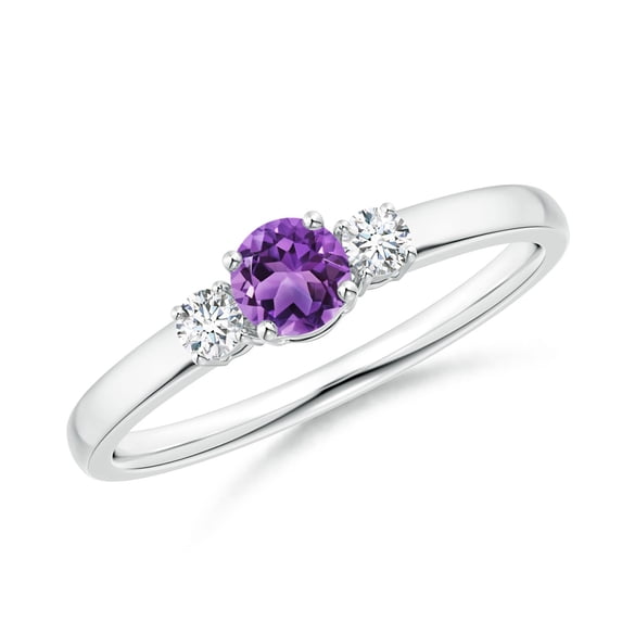 ANGARA Natural 0.25 Ct. Amethyst with Diamond Classic Engagement Ring in Sterling Silver for Women (Ring Size: 3.5)