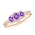 thumbnail image 1 of ANGARA Natural 0.25 Ct. Amethyst with Diamond Classic Ring in 14K Rose Gold for Women (Ring Size: 3), 1 of 9