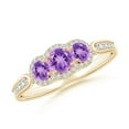 thumbnail image 1 of ANGARA Natural 0.25 Ct. Amethyst with Diamond Classic Ring in 14K Yellow Gold for Women (Ring Size: 7.5), 1 of 9