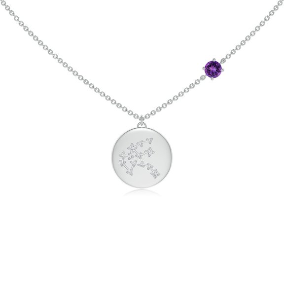 ANGARA Natural Amethyst Aquarius Constellation Medallion Pendant in 925 Sterling Silver for Women (Size-4mm) | February Birthstone, Anniversary, Jewelry Gift for Women | Natural Amethyst Necklace
