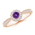 thumbnail image 1 of ANGARA Natural 0.25 Ct. Amethyst with Diamond Halo Ring in 14K Rose Gold for Women (Ring Size: 9.5), 1 of 9