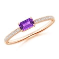 thumbnail image 1 of ANGARA Natural 0.25 Ct. Amethyst with Diamond Solitaire Ring in 14K Rose Gold for Women (Ring Size: 10.5), 1 of 8