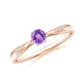 thumbnail image 1 of ANGARA Natural 0.25 Ct. Amethyst with Diamond Solitaire Ring in 14K Rose Gold for Women (Ring Size: 4), 1 of 8