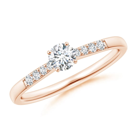 ANGARA Natural 0.25 Ct. Diamond Classic Engagement Ring in 14K Rose Gold for Women (Ring Size: 3.5)