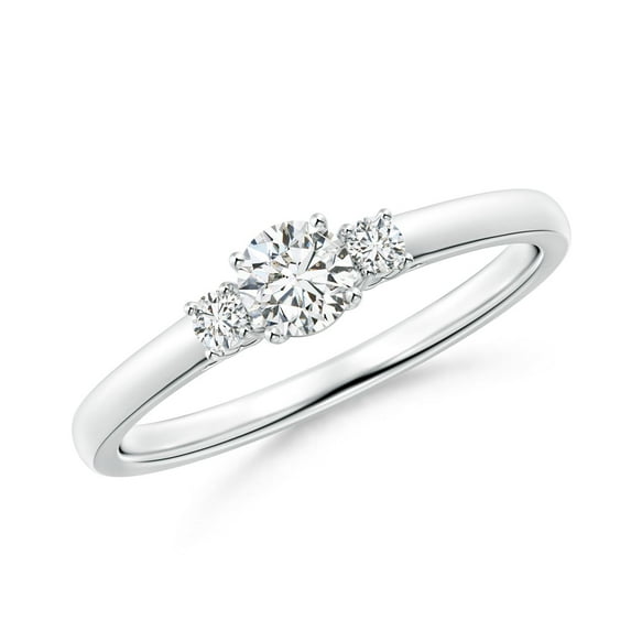 ANGARA Natural Diamond Three Stone Engagement Ring in 14K White Gold for Women (Size-4.1mm| Color-H| Clarity-SI2) | April Birthstone, Anniversary, Jewelry Gift for Women | Natural Diamond Ring