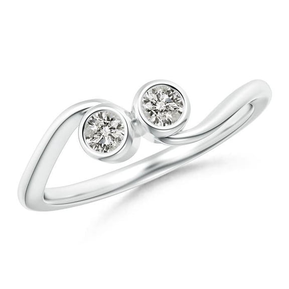 ANGARA Natural Bezel-Set Two Stone Diamond Engagement Ring in 14K White Gold for Women (Size-3.2mm| Color-K| Clarity-I3) | April Birthstone, Anniversary, Jewelry Gift for Women | Natural Diamond Ring