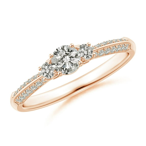 ANGARA Natural 0.25 Ct. Diamond Classic Ring in 14K Rose Gold for Women (Ring Size: 3)