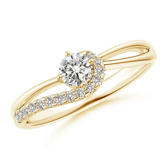 ANGARA Natural 0.25 Ct. Diamond Fashion Promise Ring in 14K Yellow Gold for Women (Ring Size: 11.5)