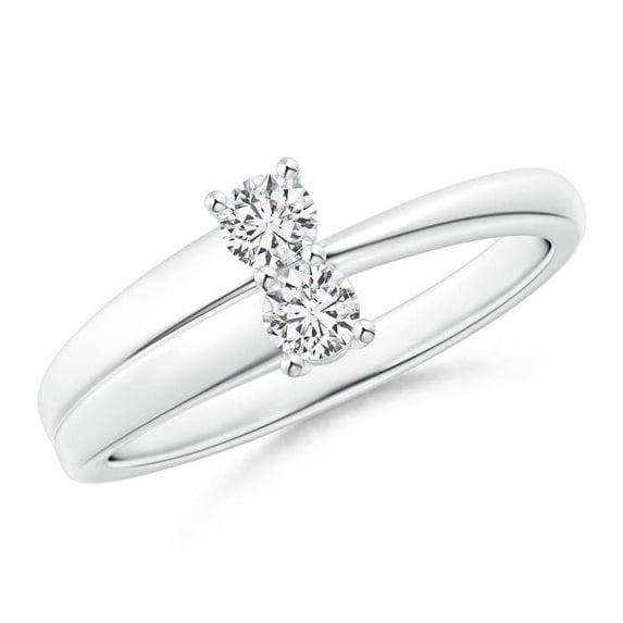 ANGARA Natural 2-Stone Diamond Anniversary Ring in 14K White Gold for Women (Size-3.2mm| Color-H| Clarity-SI2) | April Birthstone, Anniversary, Jewelry Gift for Women | Natural Diamond Ring